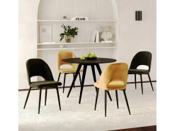 Paquete de 4 sillas de terciopelo amarillo y verde - Pénélope