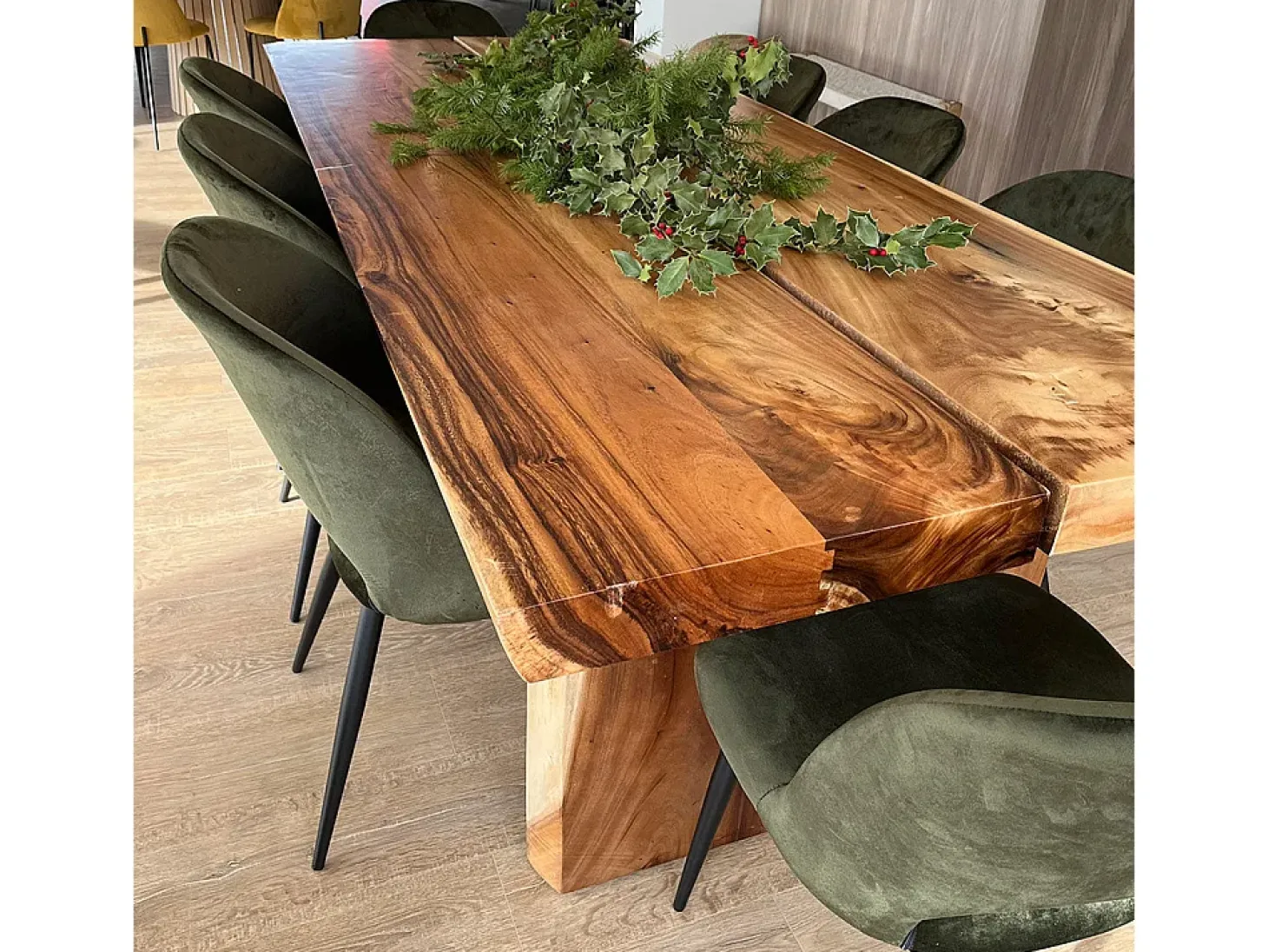 Paquete de 4 sillas de terciopelo amarillo y verde - Pénélope