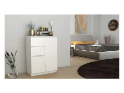 PARMA | Cómoda moderna para salón / dormitorio / oficina 97x70x40 | 2 puertas + 2 cajones | Aparador moderno | Vestidor