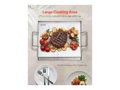 Parrilla de Acero Inoxidable, SucceBuy Parrilla de Acero Inoxidable para Barbacoa, Superficie Plana, 448 × 370 mm