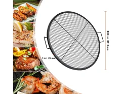 Parrilla de Cocina Redonda SucceBuy de 91.44CM, Parrilla de Barbacoa de Acero Resistente con Mango y Soporte de Alambre X, Negro