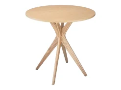 Pequena mesa de comedor redonda de 70 cm Jubi madera de fresno