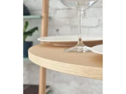 Pequena mesa de comedor redonda de 60 cm Jubi madera de fresno