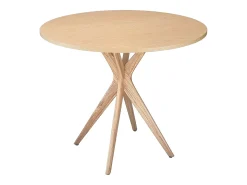 Pequena mesa de comedor redonda de 90 cm Jubi madera de fresno