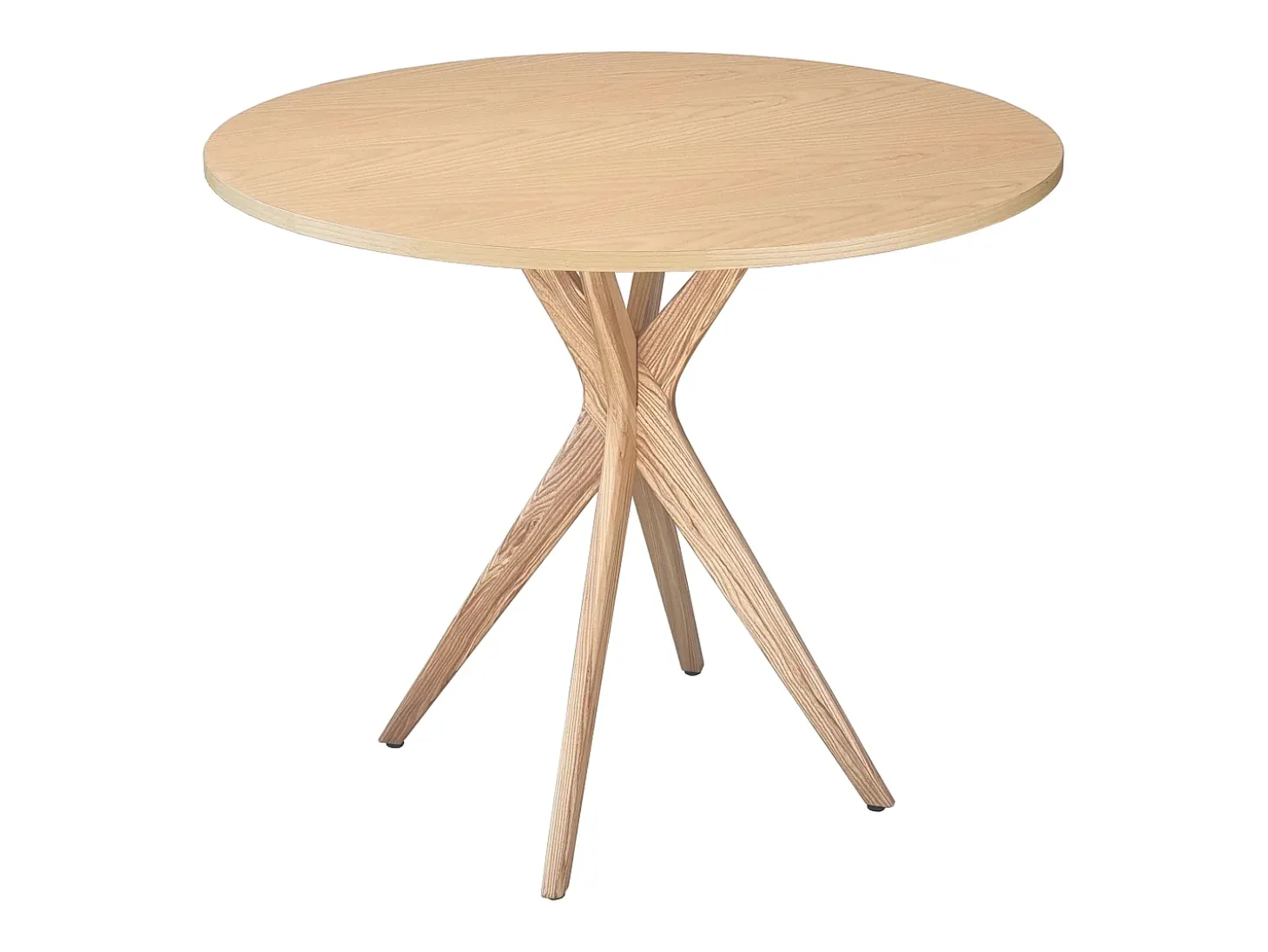 Pequena mesa de comedor redonda de 90 cm Jubi madera de fresno