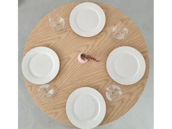 Pequena mesa de comedor redonda de 90 cm Jubi madera de fresno