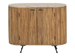 Pequeño buffet de madera de mango y terrazo Ambrine esculpido y redondeado