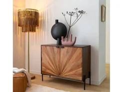 Pequeño buffet rústico de madera de acacia Elvira con apertura abatible