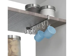Percha Metálica Multifuncional Metaltex MY-HOOKS con 10 Ganchos, Acabado Plateado Polytherm®, Fabricado en Italia