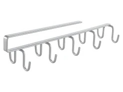 Percha Metálica Multifuncional Metaltex MY-HOOKS con 10 Ganchos, Acabado Plateado Polytherm®, Fabricado en Italia