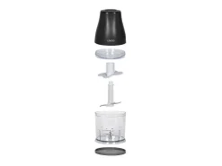 Picadora de alimentos de 300 ml y 400 W - 1 velocidad y función turbo - 2 cuchillas de acero inoxidable - Negra