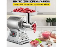 Picadora de Carne SucceBuy Comercial 1100W, Acero Inoxidable, Capacidad 204KG, Placa de Cuchilla de Corte, Rellenador de Salchichas