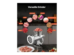 Picadora de Carne SucceBuy Manual en Acero Inoxidable 304, Picadora Manual de Manivela con Abrazadera de Mesa, Embutidora de Salchichas con 2 Placas de Molienda