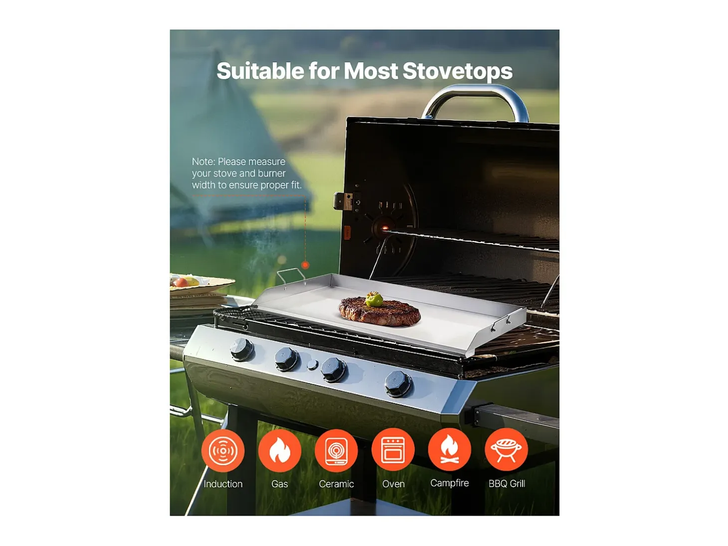 Placa de Parrilla, SucceBuy Parrilla de Acero Inoxidable para Barbacoa (910 x 525 mm)
