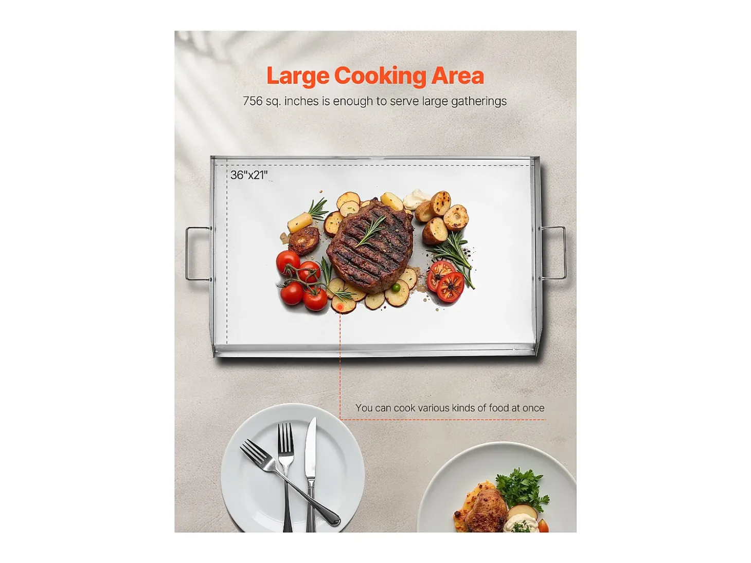 Placa de Parrilla, SucceBuy Parrilla de Acero Inoxidable para Barbacoa (910 x 525 mm)