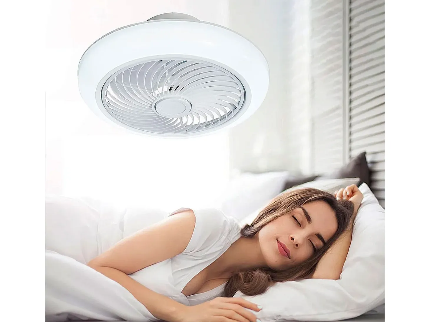 Plafón ventilador Tristán Helios Home 36W luz LED 3 velocidades + control remoto blanco Ø53x22 cm