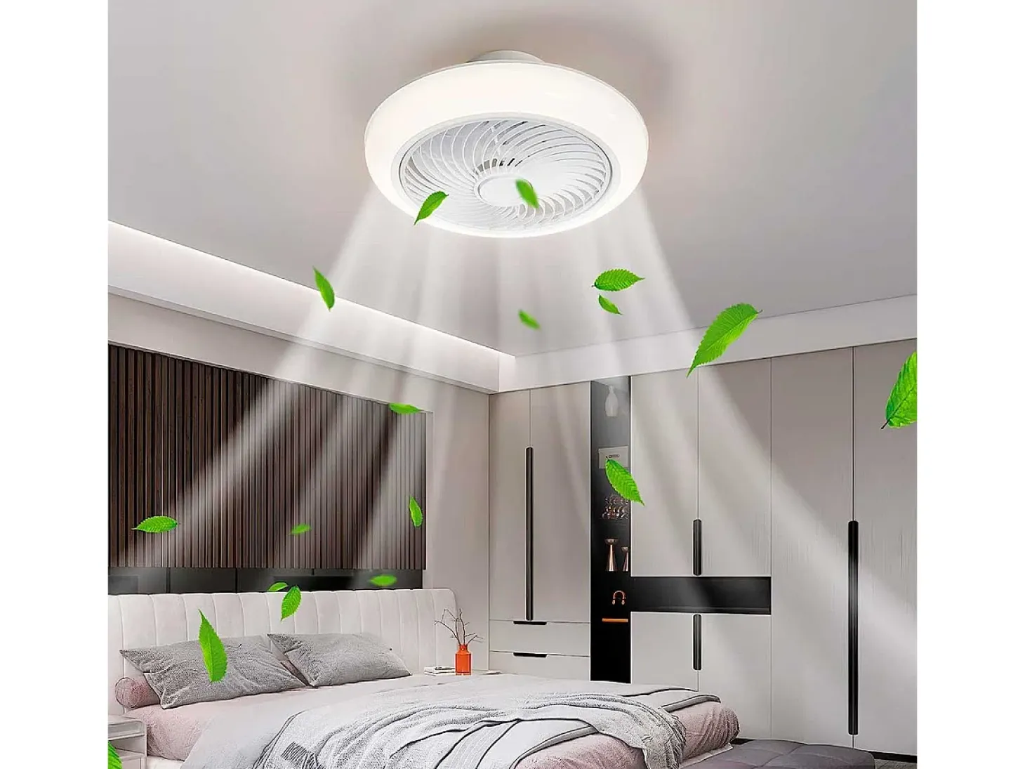 Plafón ventilador Tristán Helios Home 36W luz LED 3 velocidades + control remoto blanco Ø53x22 cm