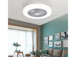 Plafón ventilador Tristán Helios Home 36W luz LED 3 velocidades + control remoto blanco Ø53x22 cm