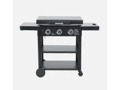 Plancha de gas 3 quemadores acero inoxidable 12kw con carrito y