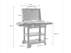 Plancha de gas 3 quemadores acero inoxidable con carrito, 12kw negro