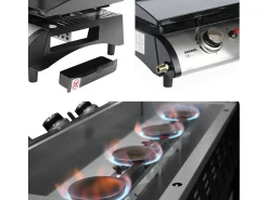 Plancha de gas 4 quemadores 10kw + carro negro