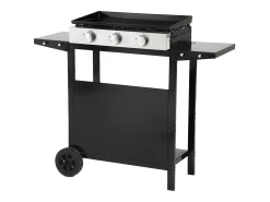 Plancha de gas MÉRIDA 3 quemadores 6kW + carrito - HAPPY GARDEN