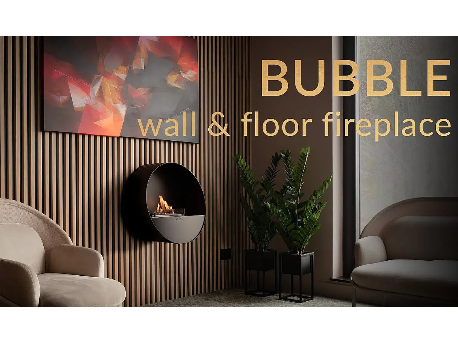 Planika - Chimenea de bioetanol de pared y suelo sin ventilación BEV, con burbujas, control remoto, de acero, para pared y suelo