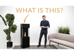 Planika - Chimenea de bioetanol sin ventilación Arcticon BEV, control remoto, llama real, diseño panorámico - Negro