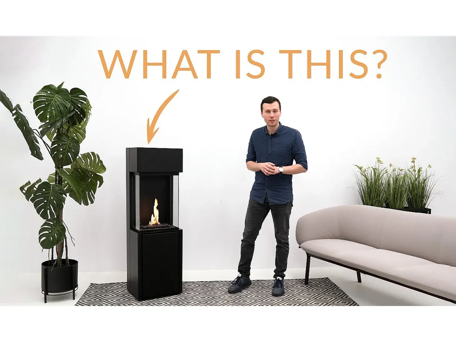 Planika - Chimenea de bioetanol sin ventilación Arcticon BEV, control remoto, llama real, diseño panorámico - Negro