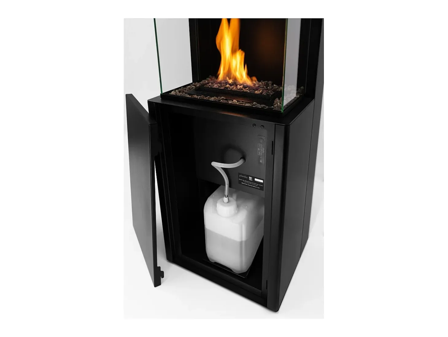 Planika - Chimenea de bioetanol sin ventilación Arcticon BEV, control remoto, llama real, diseño panorámico - Negro
