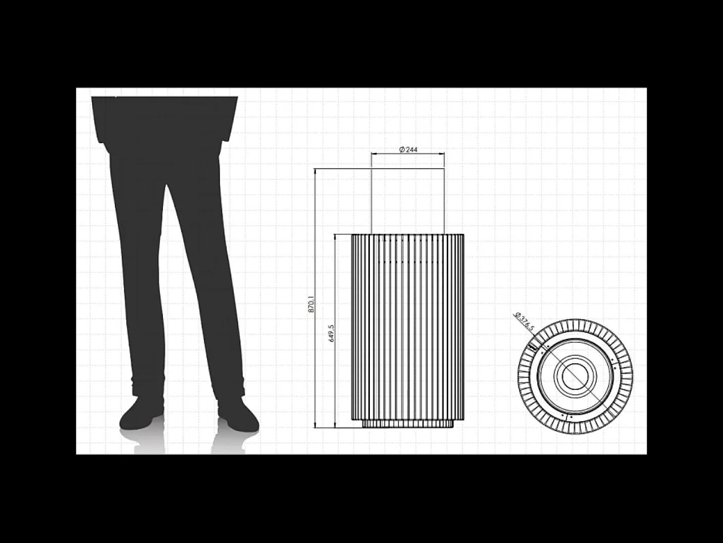 Planika - Chimenea portátil de bioetanol Mandala con tecnología Commerce, vidrio cilíndrico negro