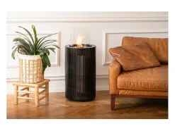 Planika - Chimenea portátil de bioetanol Mandala con tecnología Commerce, vidrio cilíndrico negro