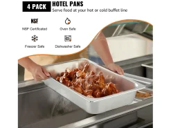 Plato, SucceBuy - Sartén Vaporera de Acero Inoxidable de 10,1 CM de Profundidad con Tapa, 13 L, Antiatasco, Paquete de 4