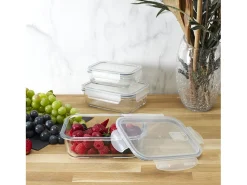 Platos de cristal para hornear con tapas herméticas (Juego de 3)