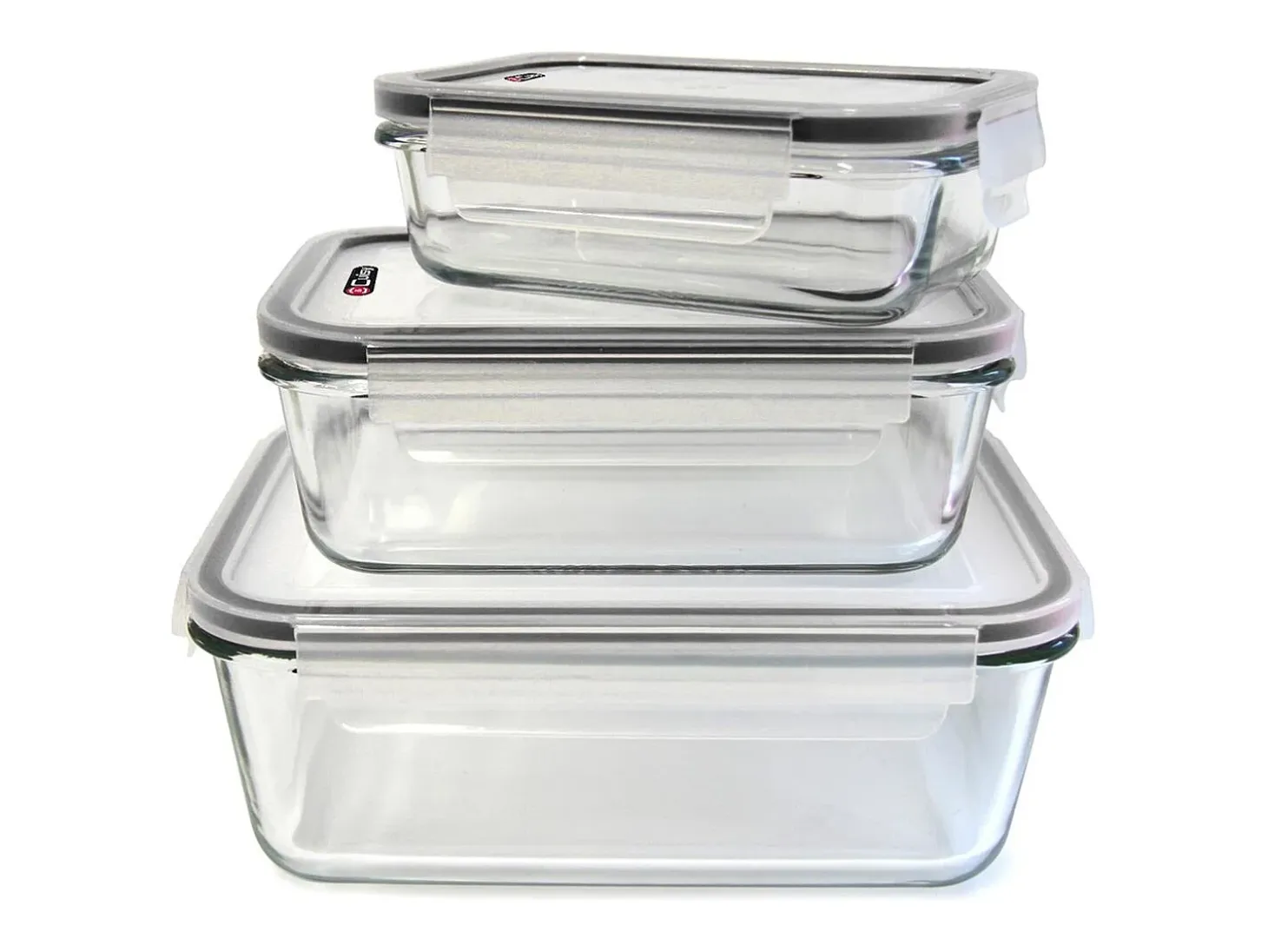 Platos de cristal para hornear con tapas herméticas (Juego de 3)