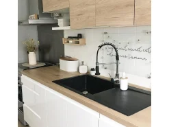 Plimo Mezclador para fregadero con ducha móvil cromado negro Essebagno