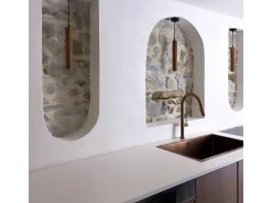 Portofino Mezclador de lavabo con teleducha extraíble en cobre cepillado Essebagno