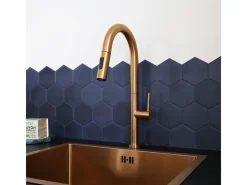 Portofino Mezclador de lavabo con teleducha extraíble en cobre cepillado Essebagno