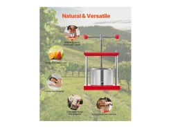Prensa de Frutas SucceBuy Prensa Manual de Frutas y Vino de Acero Inoxidable de 3 L para Elaboración de Cerveza Casera.
