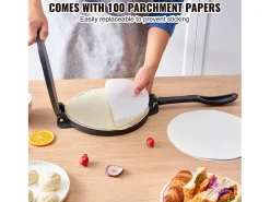 Prensa de Masa SucceBuy 20 cm, Máquina de Masa para Chapati y Roti en Fundición Robusta, para las Tortillas de Harina, Tawa, Plata