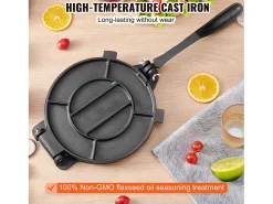 Prensa de Masa SucceBuy 20 cm, Máquina de Masa para Chapati y Roti en Fundición Robusta, para las Tortillas de Harina, Tawa, Plata
