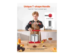 Prensa Manual para Frutas SucceBuy, 6 L, Acero Inoxidable, Cocina, para la Elaboración de Vino