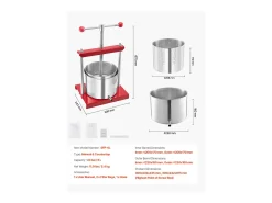 Prensa Manual para Frutas SucceBuy, 6 L, Acero Inoxidable, Cocina, para la Elaboración de Vino