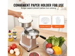 Prensa para Hamburguesas SucceBuy Máquina de Hamburguesas de 15 cm Prensa Comercial Moldeado de Carne Cocina 110 V Acero Inoxidable/Plateado