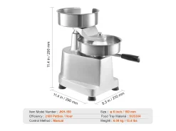 Prensa para Hamburguesas SucceBuy Máquina de Hamburguesas de 15 cm Prensa Comercial Moldeado de Carne Cocina 110 V Acero Inoxidable/Plateado