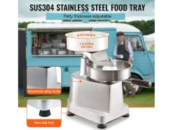 Prensa para Hamburguesas SucceBuy Máquina de Hamburguesas de 15 cm Prensa Comercial Moldeado de Carne Cocina 110 V Acero Inoxidable/Plateado