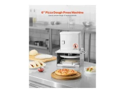 Prensa para Masa SucceBuy Eléctrica, Placa 15 cm, Prensa para Pizza de Acero Inoxidable, Formadora de Pizza Comercial de Grosor Ajustable, para Cafés