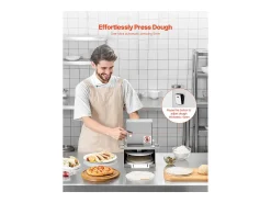 Prensa para Masa SucceBuy Eléctrica, Placa 15 cm, Prensa para Pizza de Acero Inoxidable, Formadora de Pizza Comercial de Grosor Ajustable, para Cafés