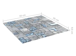 Prolenta Premium - Azulejos de mosaico 22 unidades vidrio gris y azul 30x30 cm