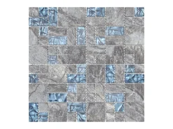 Prolenta Premium - Azulejos de mosaico 22 unidades vidrio gris y azul 30x30 cm